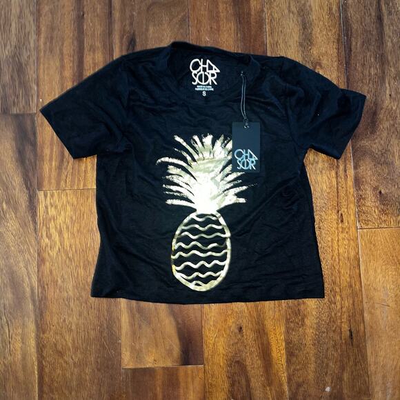 Chaser Black and Gold Pineapple tee Size Small Women’s - Picture 3 of 5